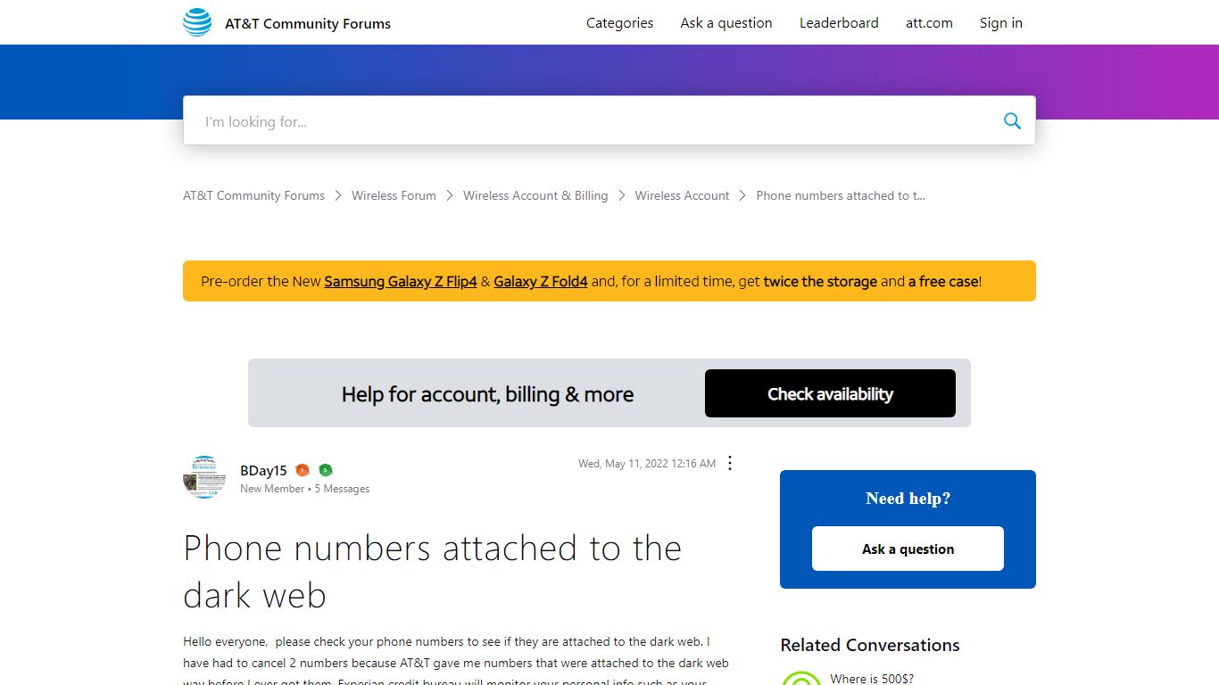 Phone numbers attached to the dark web | AT&T Community Forums